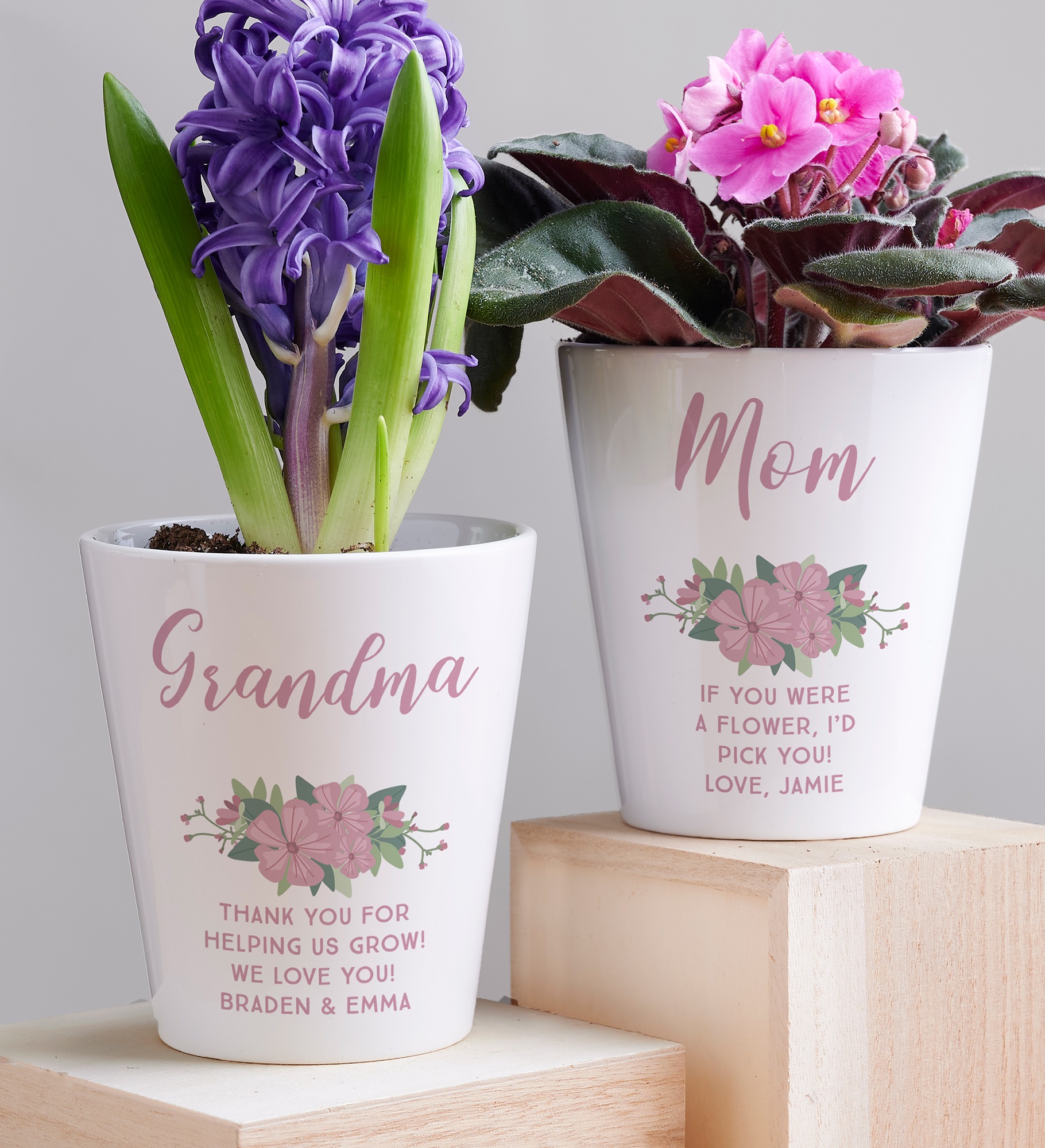 Floral Special Message Personalized Mini Flower Pot